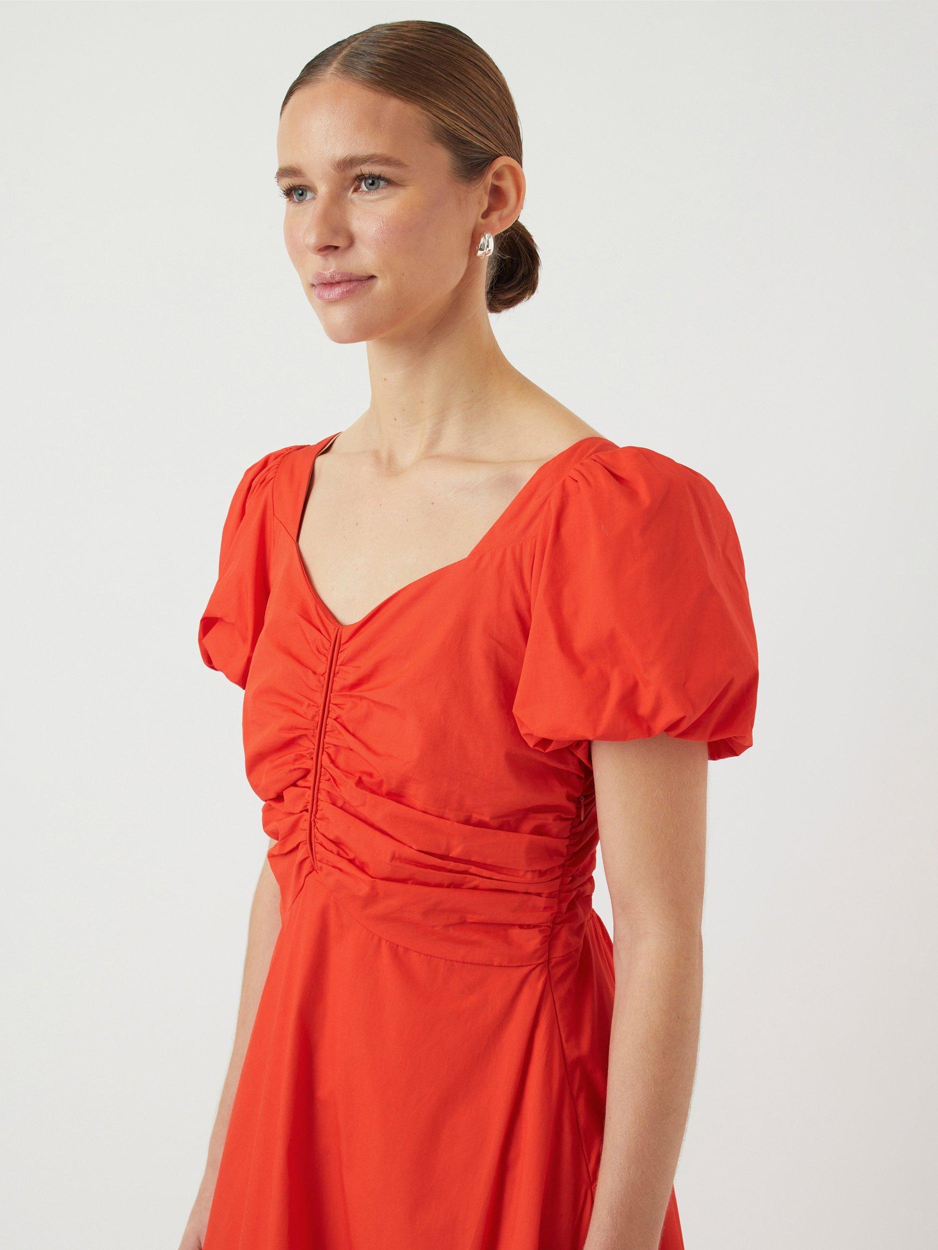 Product image 3 of 5, which shows YAS Rivanna Puff Sleeve Flared Dress, Red, 6
