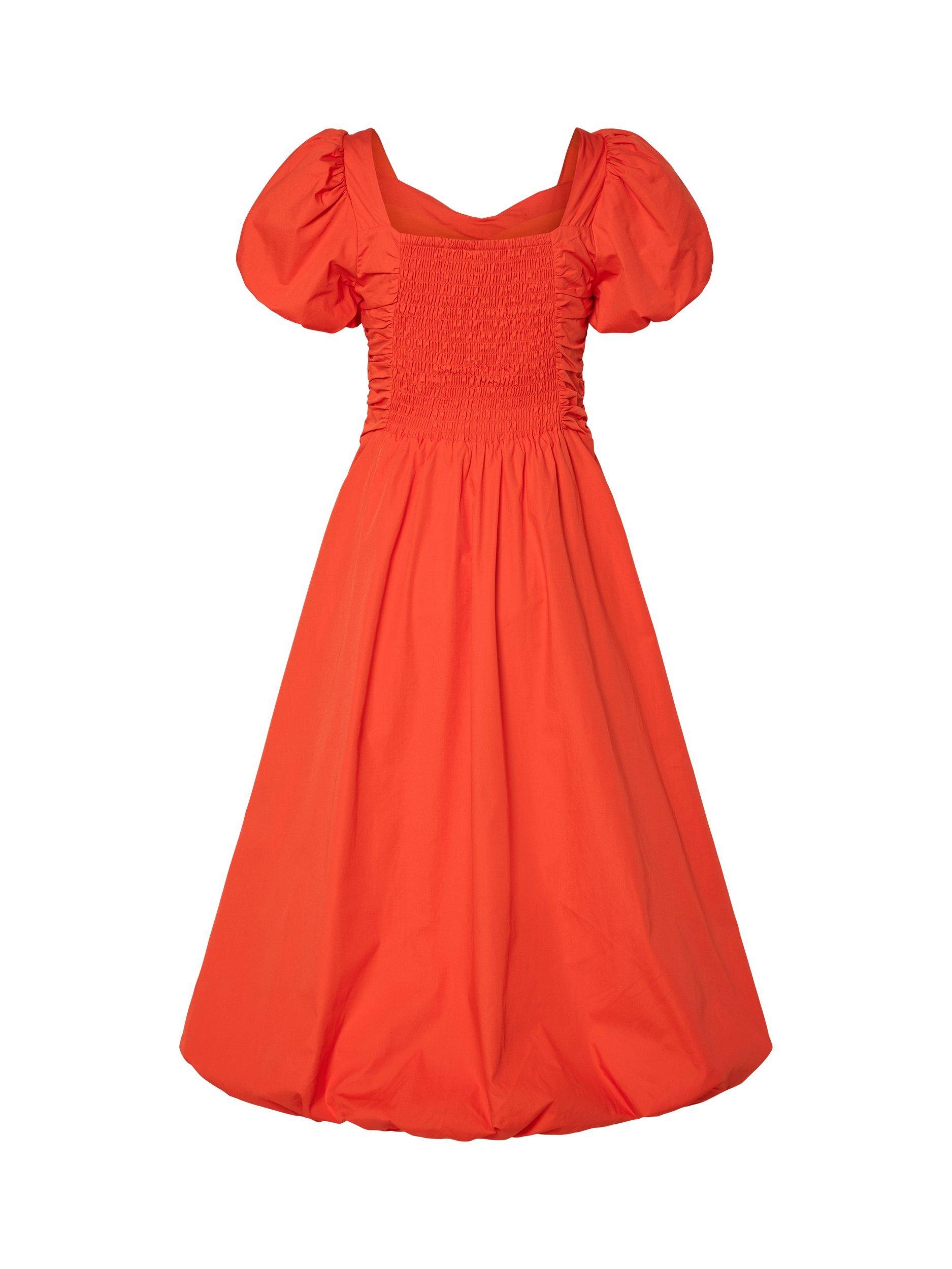 Product image 5 of 5, which shows YAS Rivanna Puff Sleeve Flared Dress, Red, 6