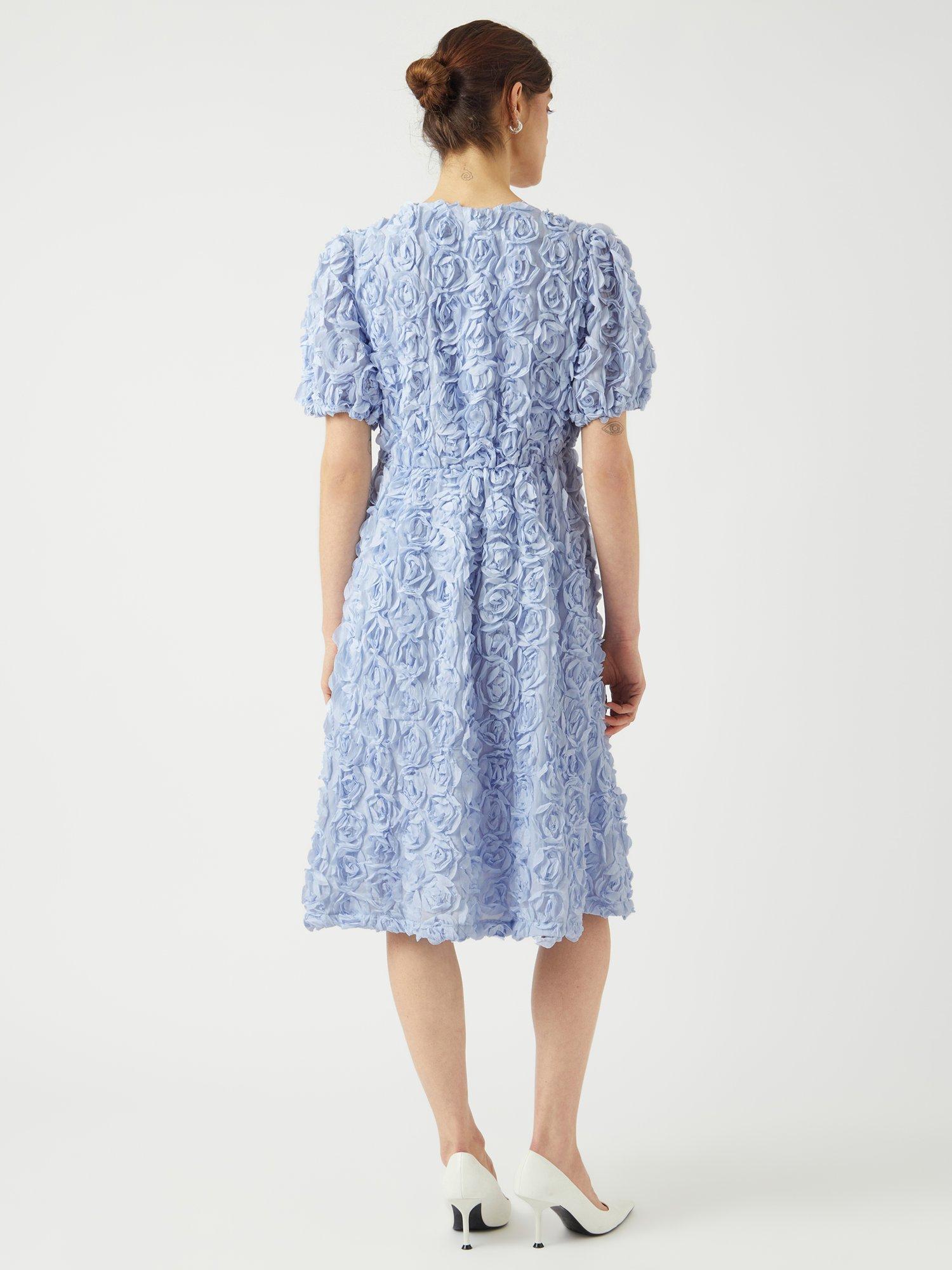 Product image 5 of 6, which shows YAS Rosiva Rose Textured Midi Dress, Light Blue, 6