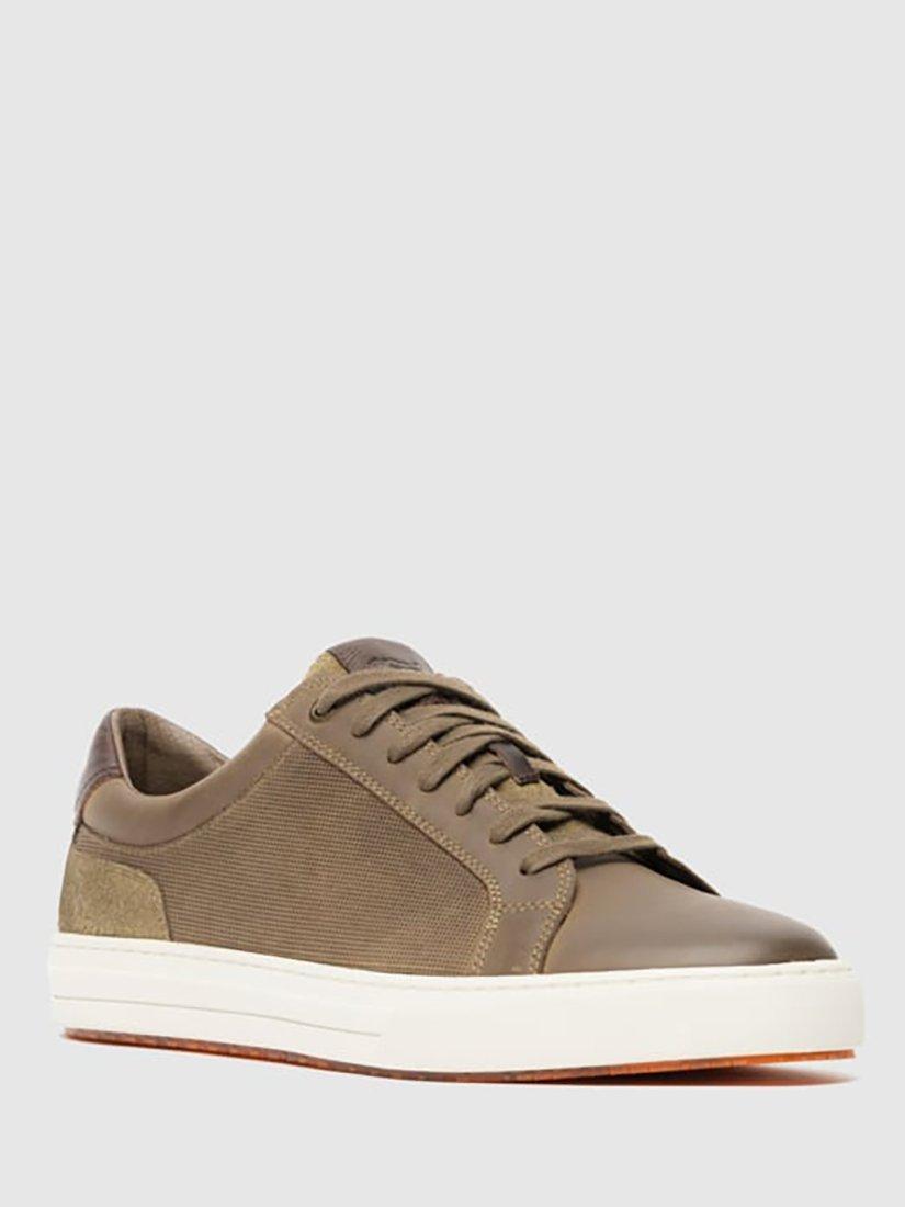 Product image 2 of 10, which shows Rodd & Gunn Transit Leather Lace Up Trainers, Sandstone, 6