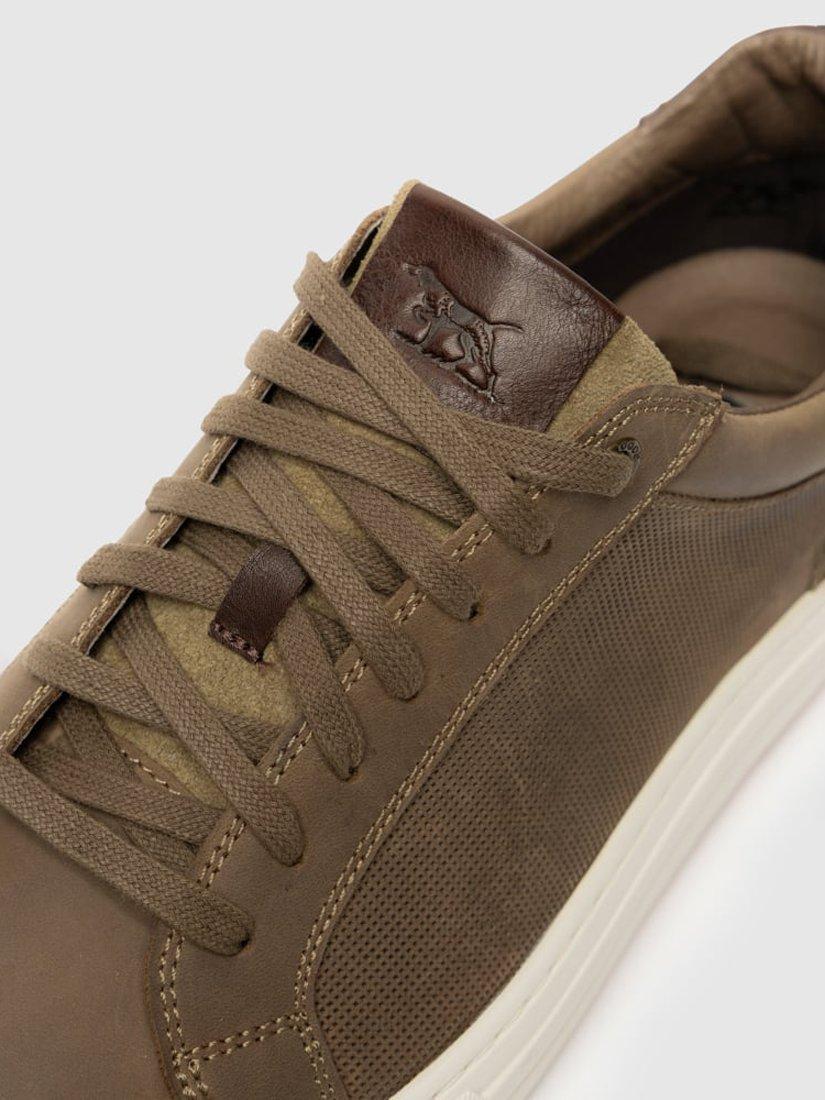 Product image 5 of 10, which shows Rodd & Gunn Transit Leather Lace Up Trainers, Sandstone, 6