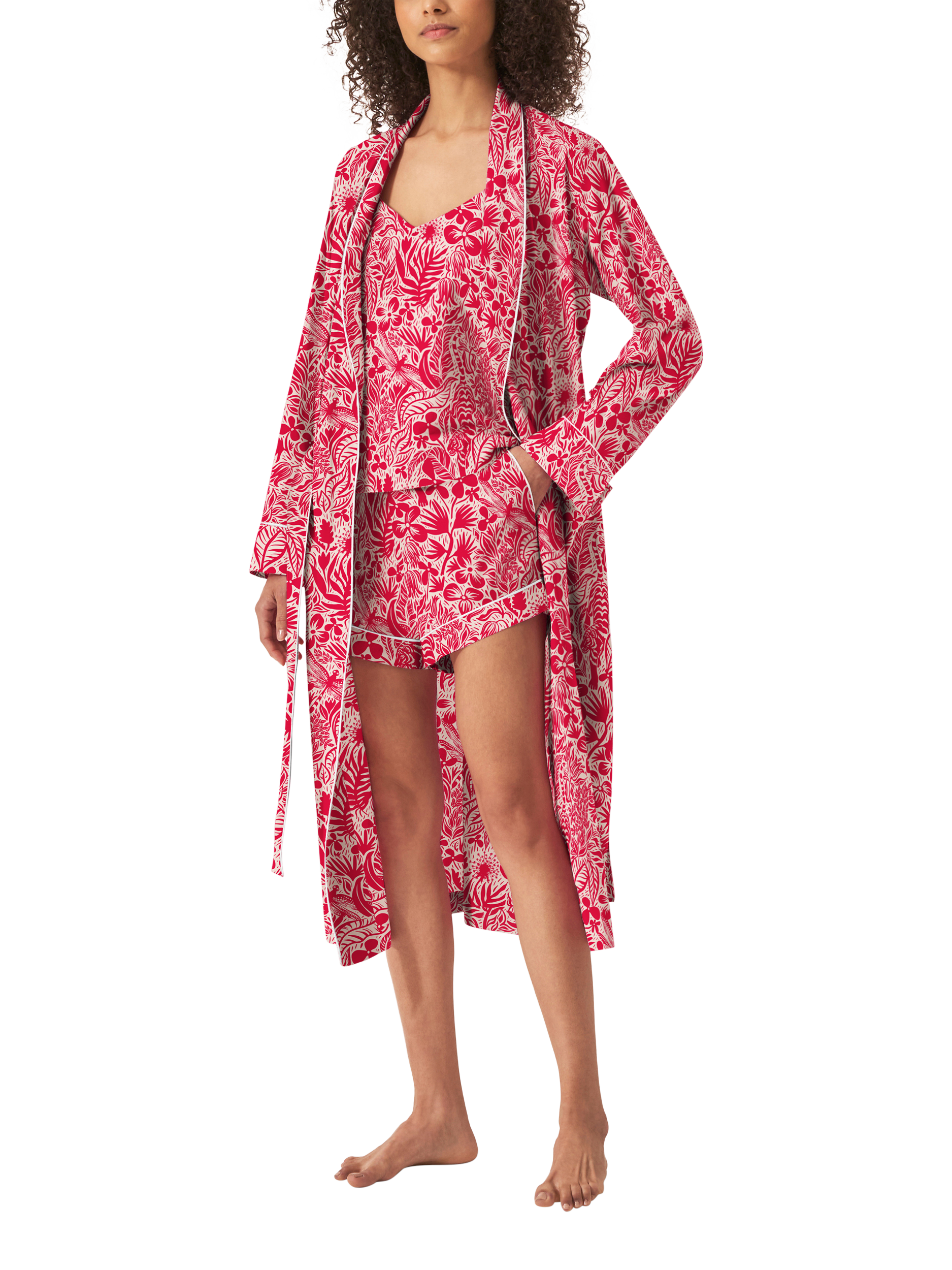 Product image 1 of 1, which shows myza Viva Oasis Pure Organic Cotton Dressing Gown, Pink, S-M