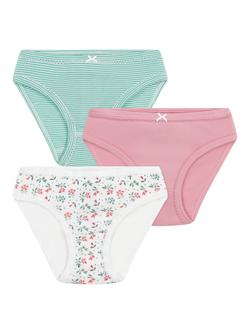 Petit Bateau Kids' Cotton Stripe/Plain/Floral Knickers, Multi, Multi