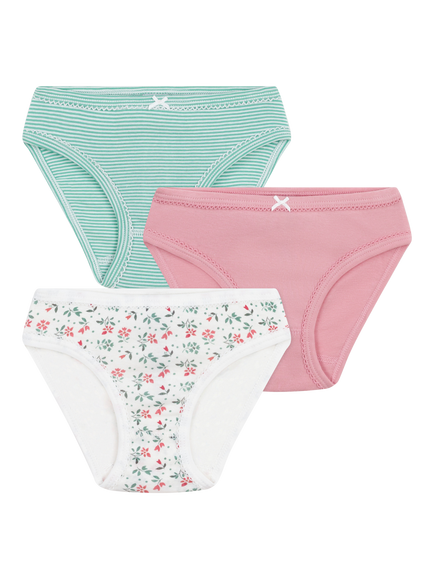 Petit Bateau Kids' Cotton Stripe/Plain/Floral Knickers, Multi, Multi