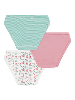 Petit Bateau Kids' Cotton Stripe/Plain/Floral Knickers, Multi - view 2, Multi