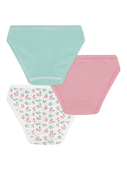 Petit Bateau Kids' Cotton Stripe/Plain/Floral Knickers, Multi - view 2, Multi