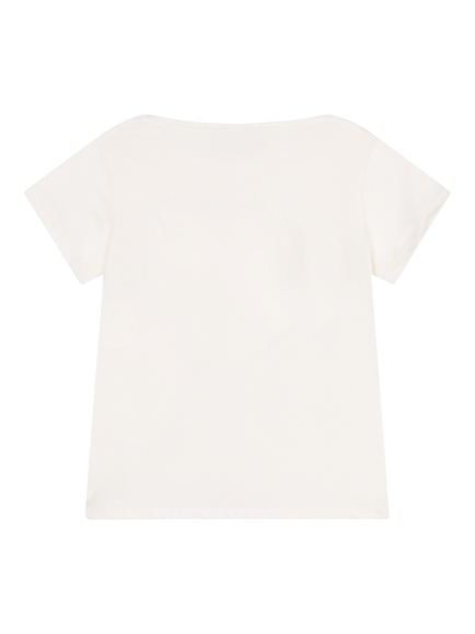 Petit Bateau Kids' Cotton Heart Print T- Shirt, Marshmallow - view 2, Marshmallow
