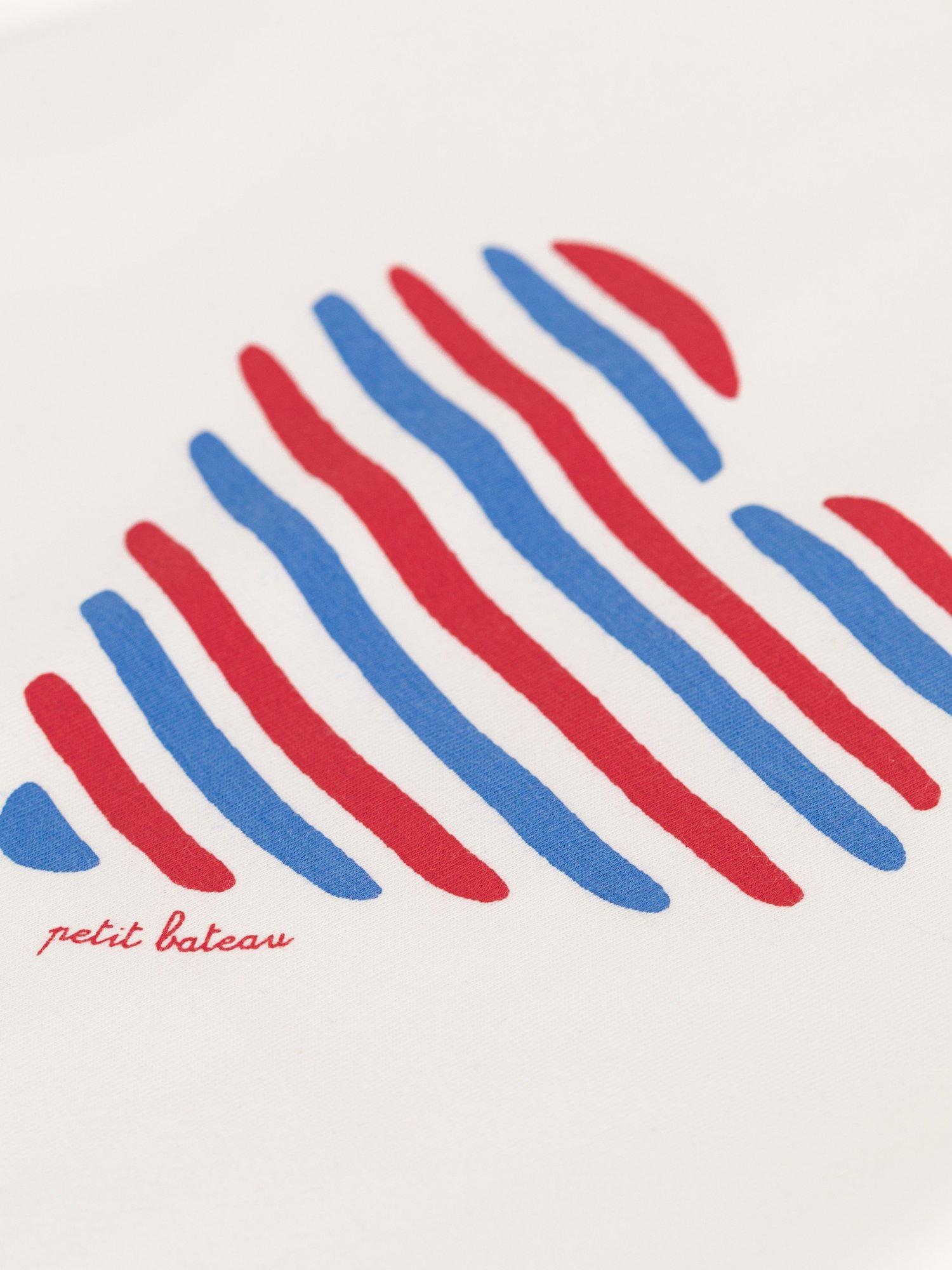 Product image 3 of 3, which shows Petit Bateau Kids' Cotton Heart Print T- Shirt, Marshmallow, 3 years
