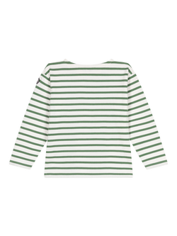 Petit Bateau Kids' Cotton Stripe Long Sleeve Top, Green/Multi - view 2, Green/Multi