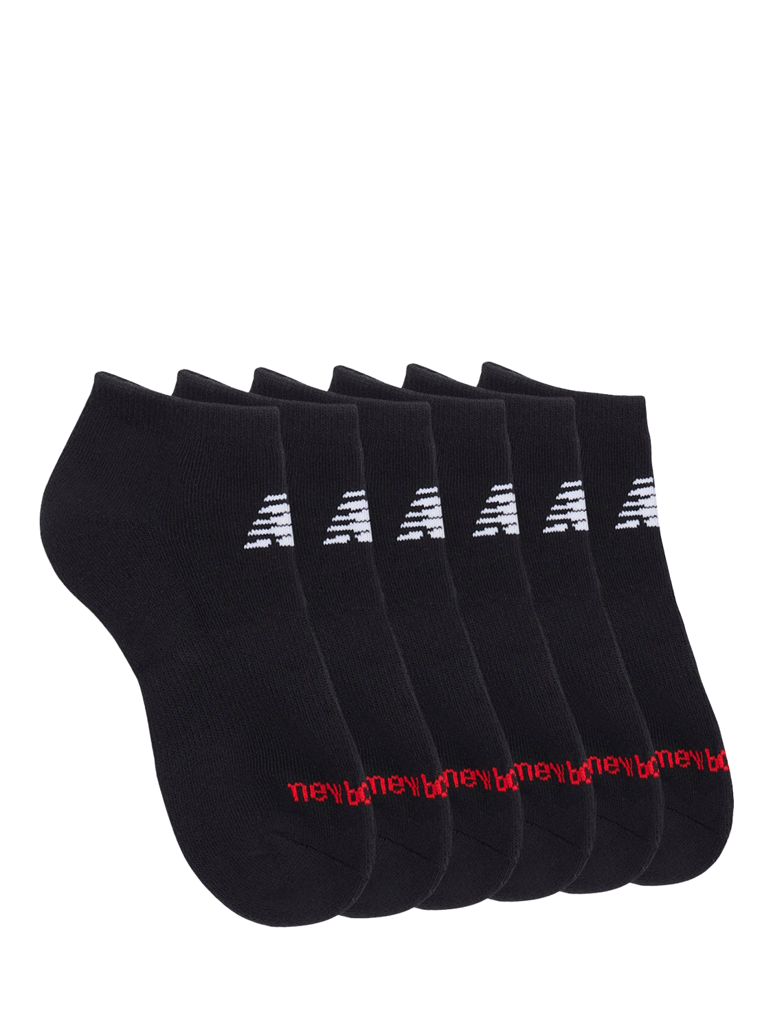 Product image 1 of 3, which shows New Balance Kids' Everyday Trainer Socks, Pack of 6, Black, 5.5-8
