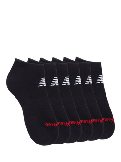 New Balance Kids' Everyday Trainer Socks, Pack of 6, Black, Black