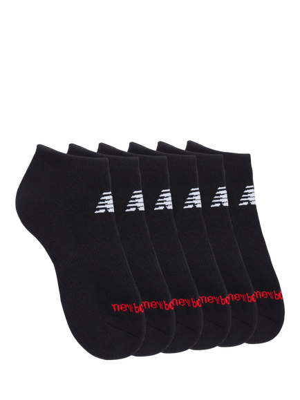 New Balance Kids' Everyday Trainer Socks, Pack of 6, Black, Black