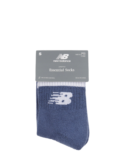 New Balance Kids' Tipped Sport Socks, Pack of 3, Vintage Indigo/White/Cream - view 2, Vintage Indigo/White/Cream