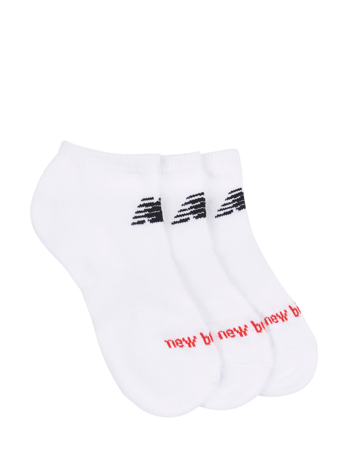 Product image 1 of 3, which shows New Balance Kids' Everyday Trainer Socks, Pack of 3, White, 2.5-5