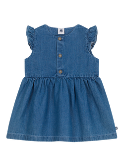 Petit Bateau Baby Cotton Denim Dress, Blue, Blue