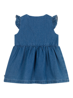 Petit Bateau Baby Cotton Denim Dress, Blue - view 2, Blue