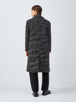 Kin Fluffy Check Double Breasted Coat, Meteorite - view 2, Meteorite