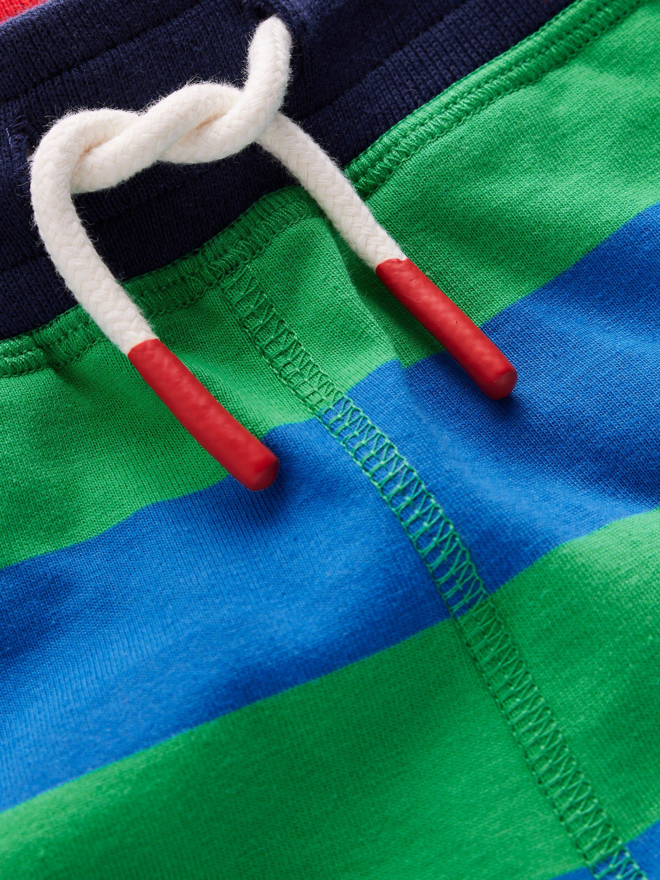 Product image 3 of 3, which shows Mini Boden Kids' Baggies Stripe Cotton Jersey Shorts, Green/Blue, 3-4 years