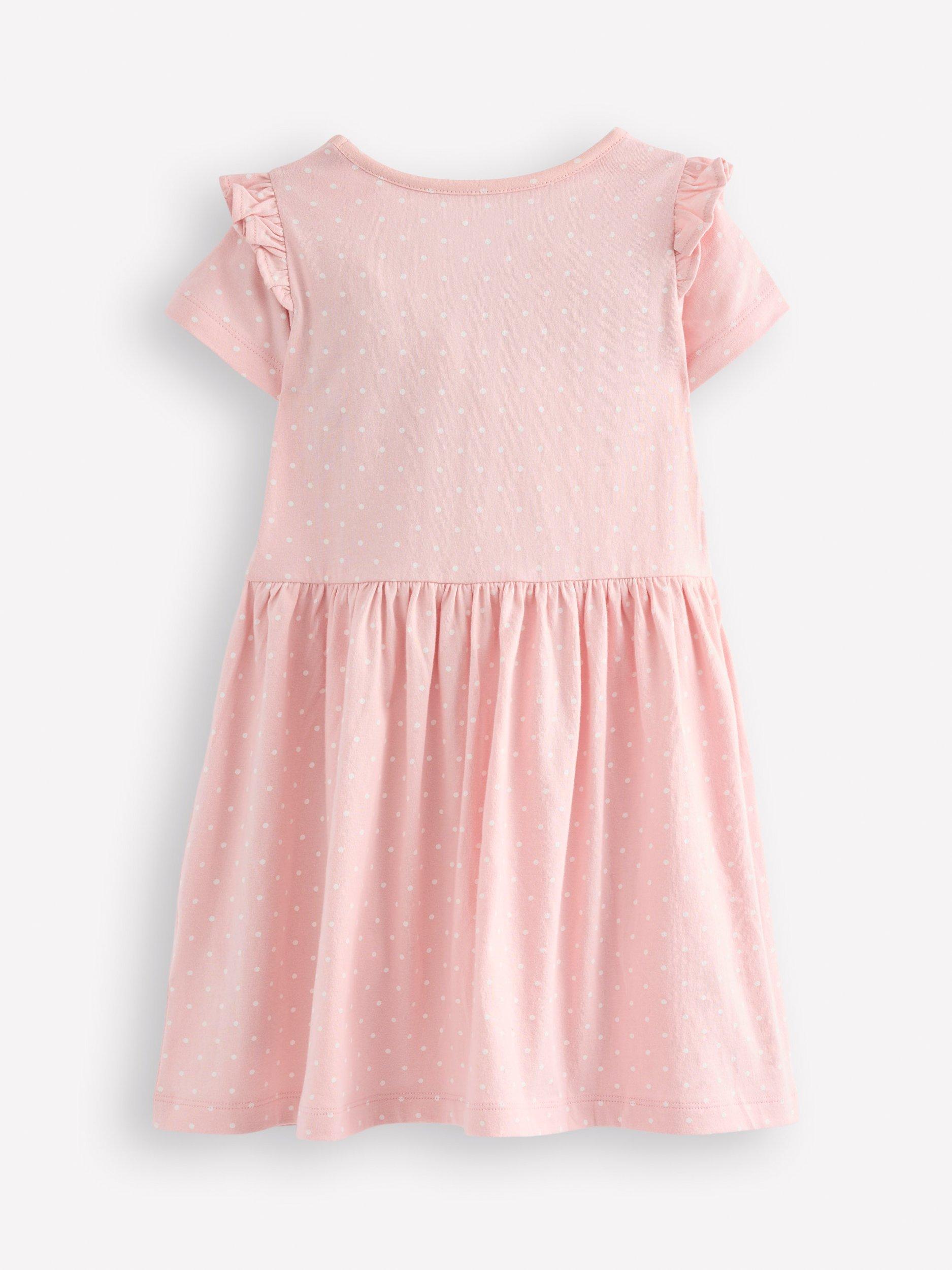 Product image 2 of 3, which shows Mini Boden Kids' Betty Jersey Applique Dress, Pink Ice Creams, 8-9 years