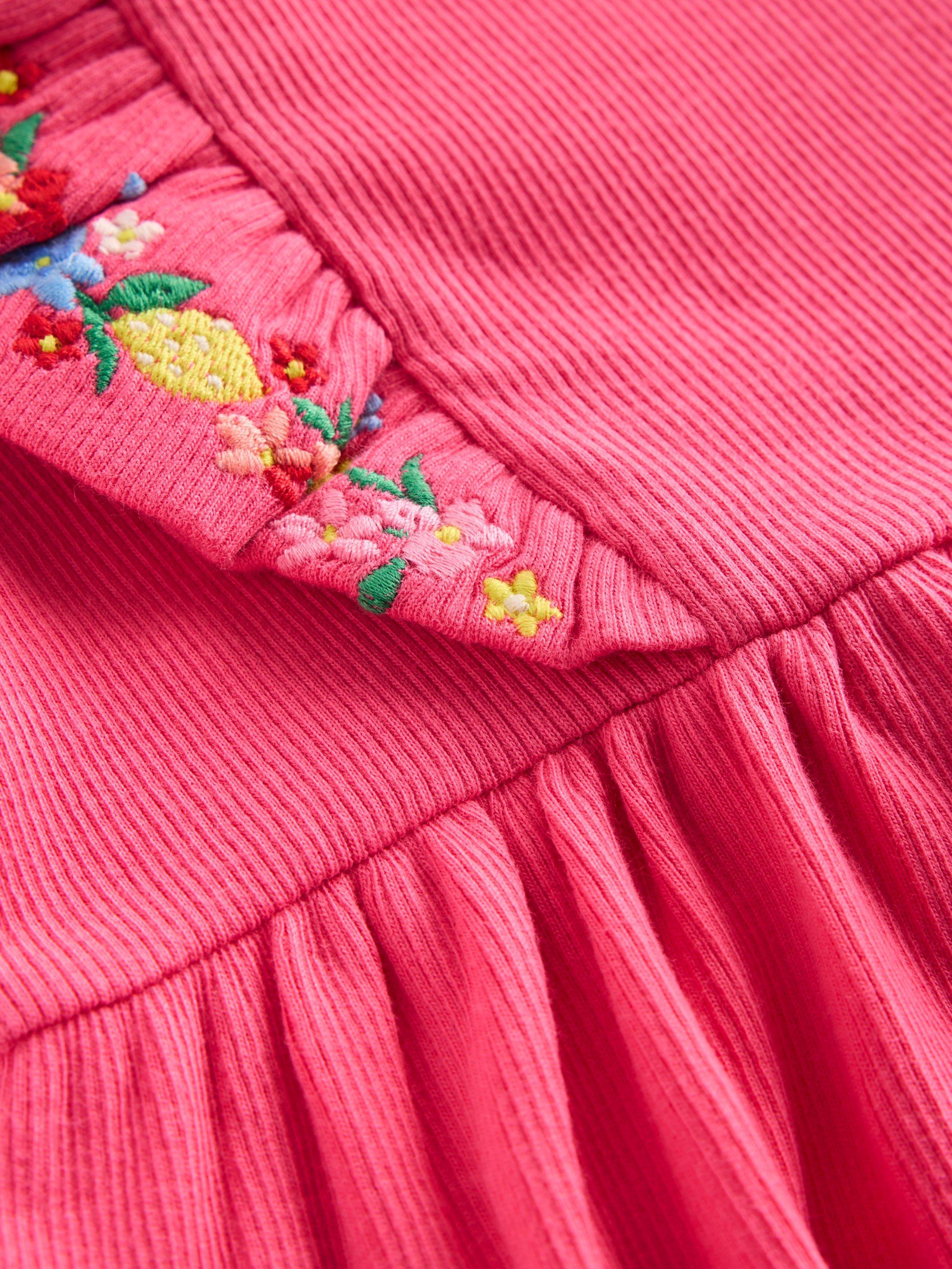 Product image 3 of 3, which shows Mini Boden Kids' Frieda Embroidered Dress, Rose Petal Pink, 3-4 years