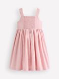 Mini Boden Kids' Remy Button Through Pinafore Dress, Pink Boucle Fruit