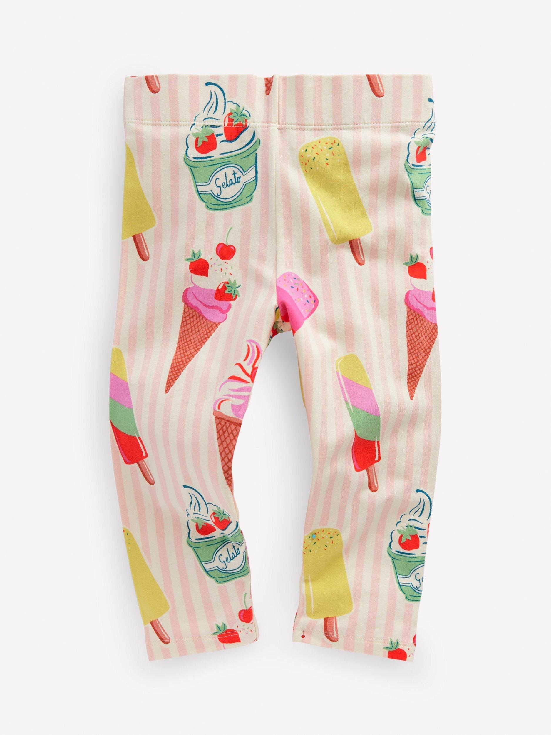 Product image 1 of 3, which shows Mini Boden Kids' Fun Cropped Leggings, Pink Stripe, 2-3 years