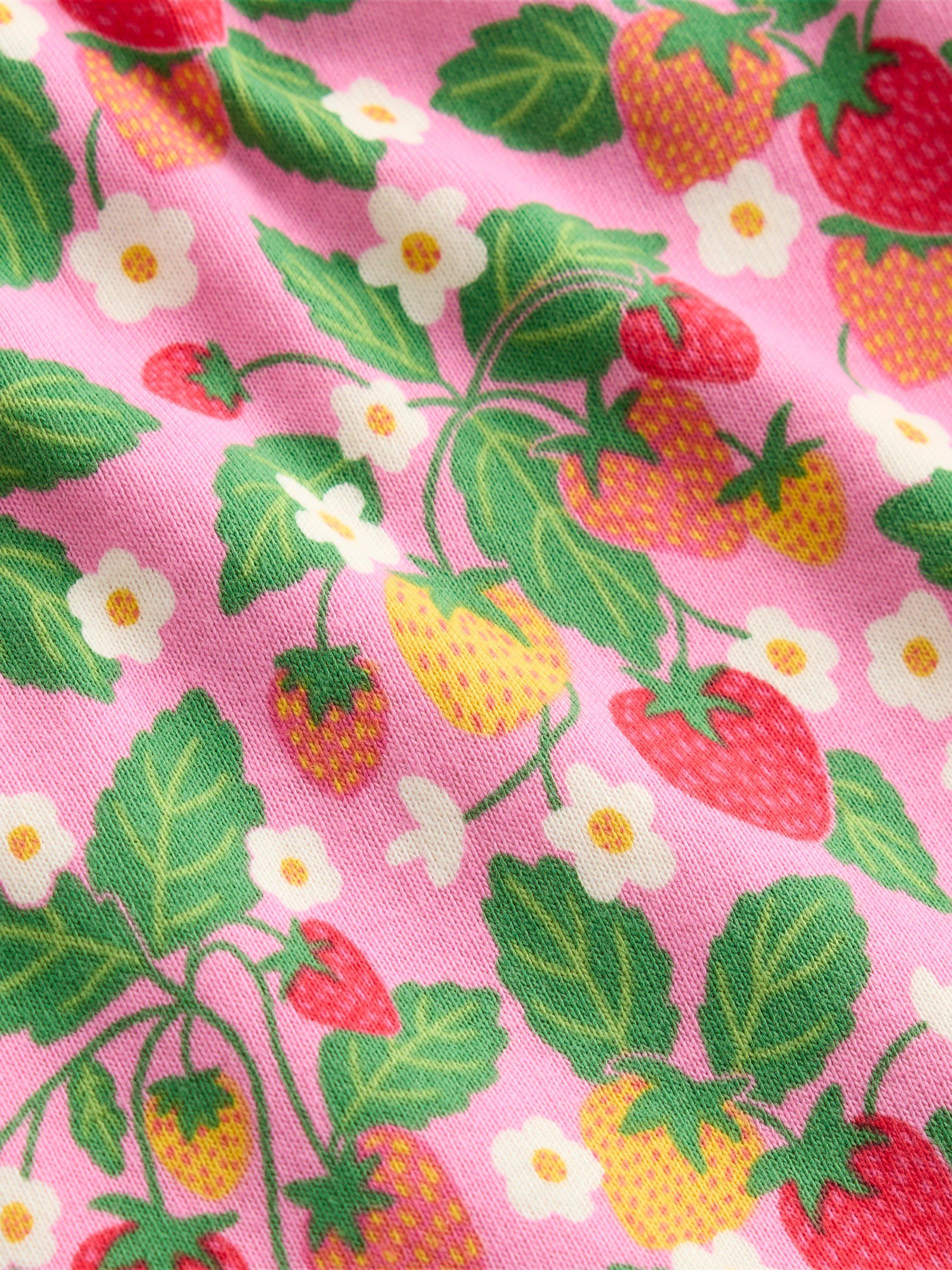 Product image 3 of 3, which shows Mini Boden Kids' Snug T-Shirt & Shorts Pyjamas, Strawberry Patch, 2 years