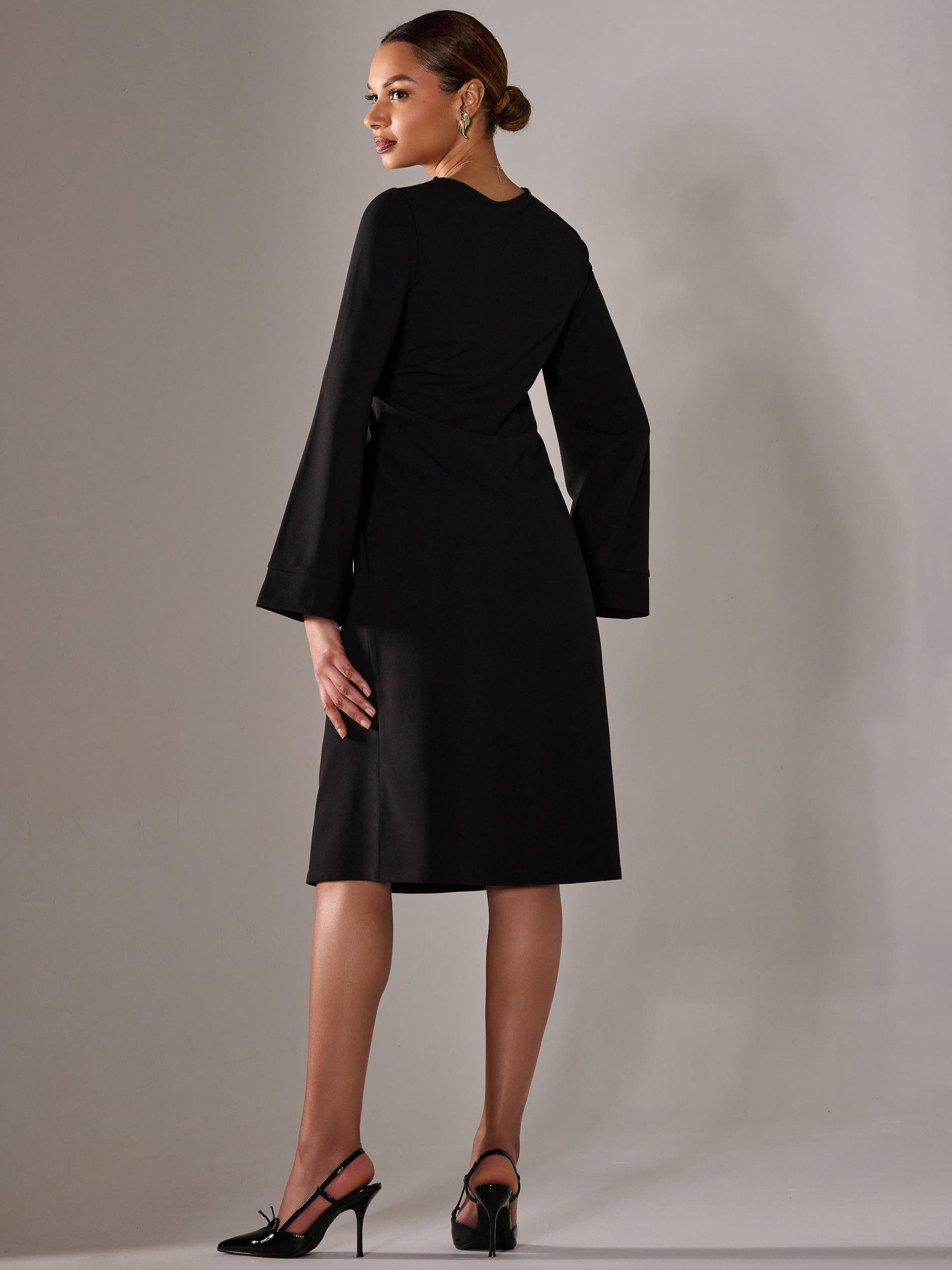Product image 2 of 7, which shows Jolie Moi A-Line Midi Dress, Black, 8