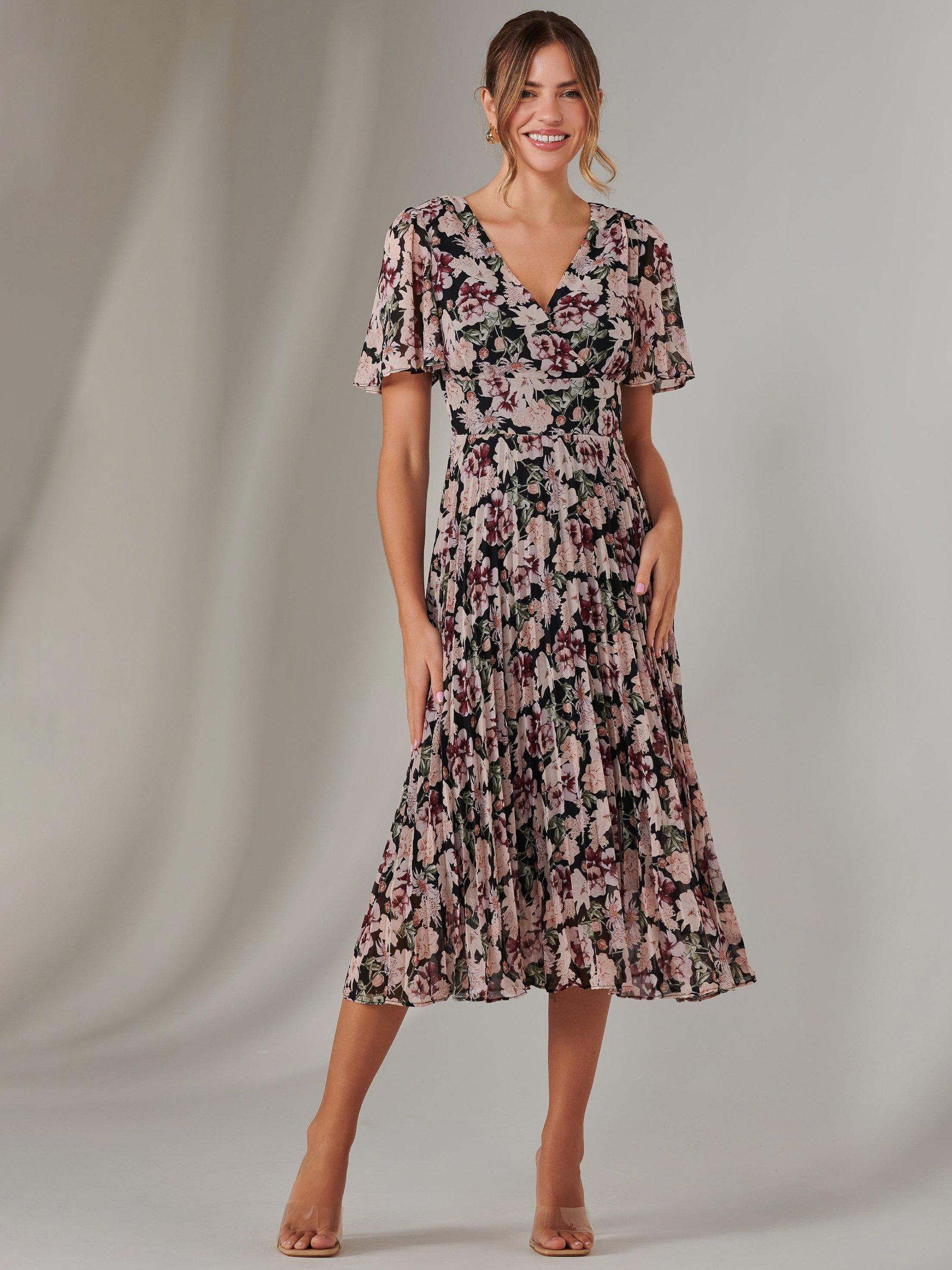 Product image 1 of 7, which shows Jolie Moi Floral Wrap Midaxi Dress, Black, 8