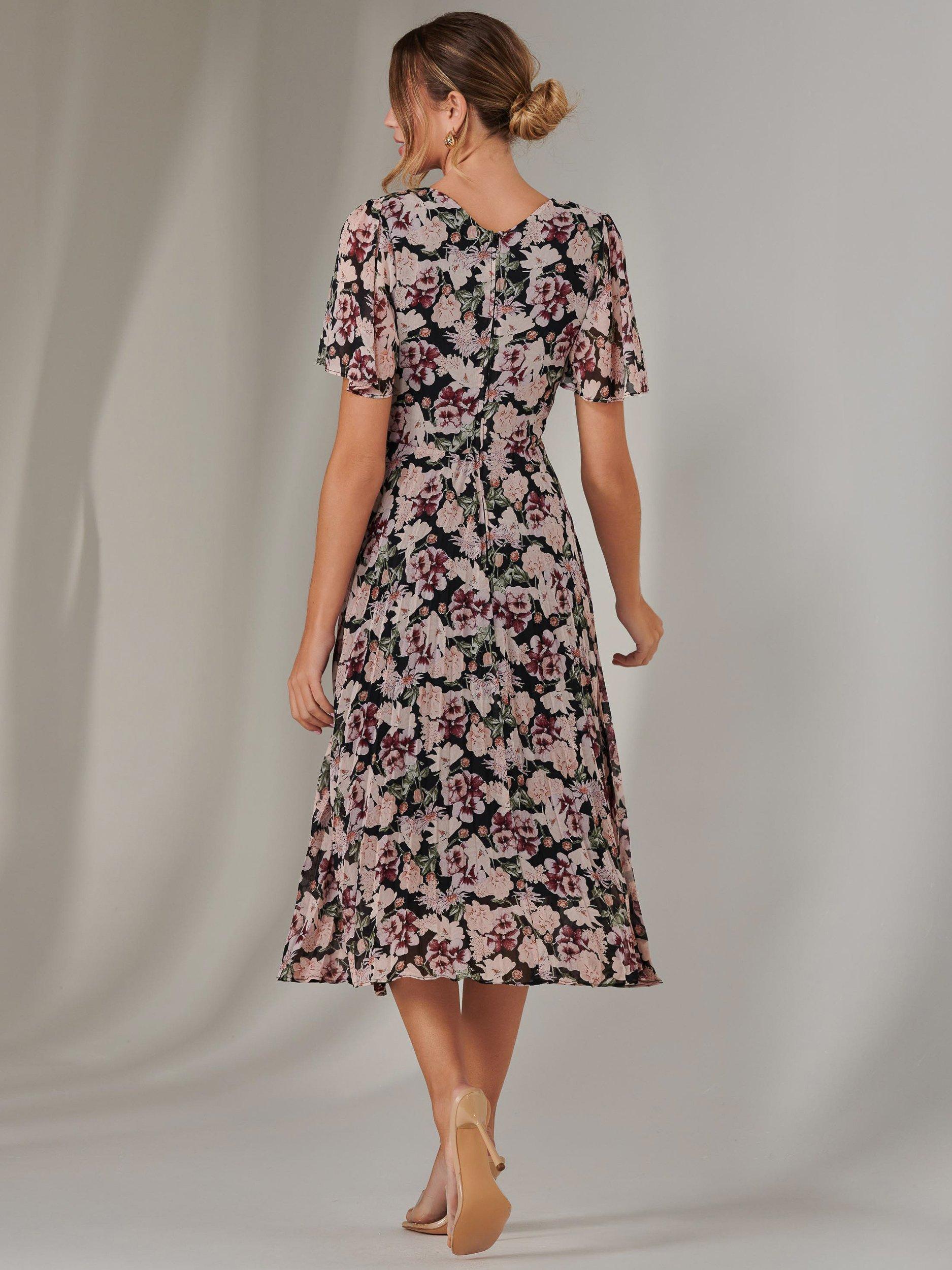 Product image 2 of 7, which shows Jolie Moi Floral Wrap Midaxi Dress, Black, 8