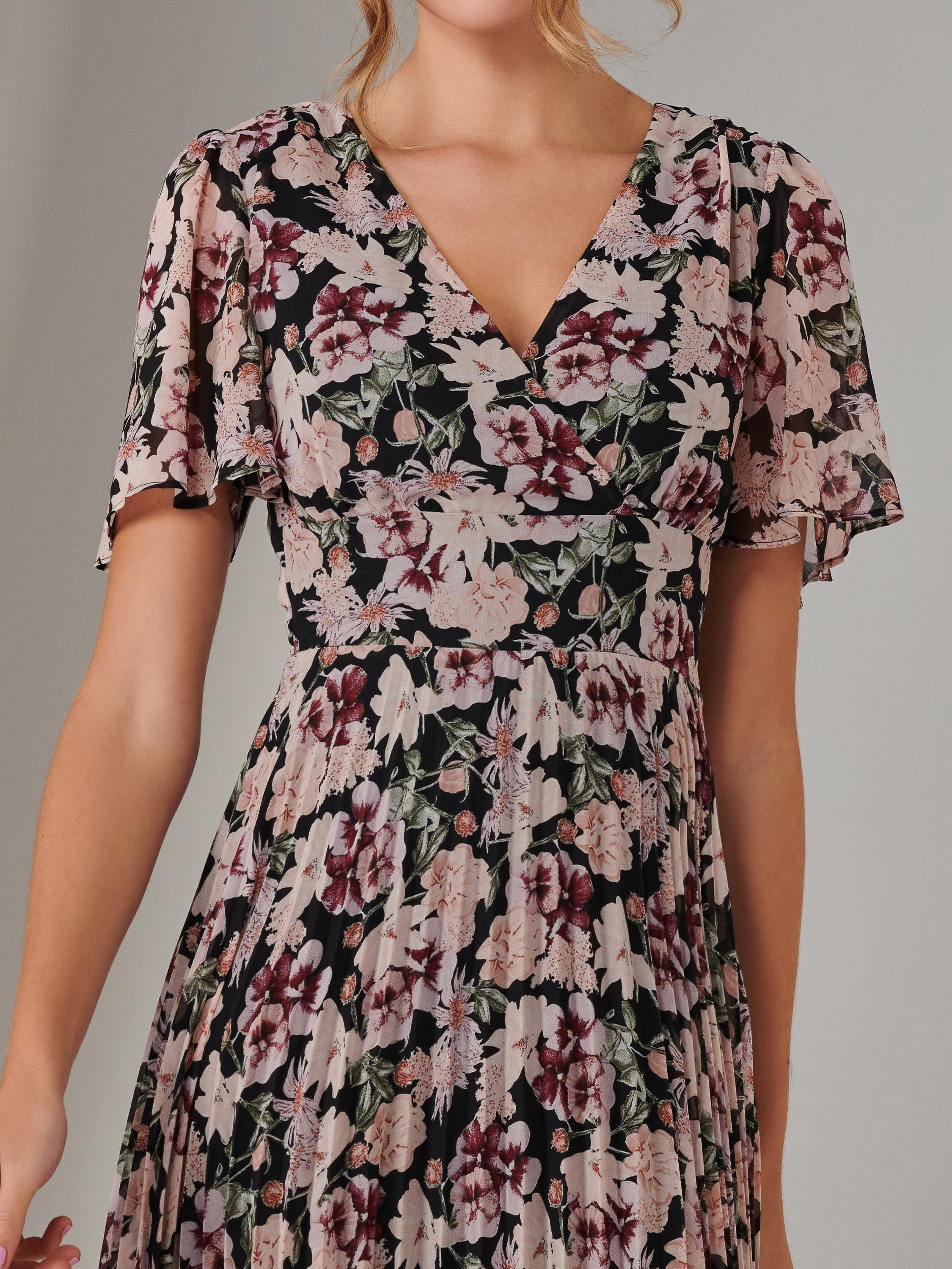 Product image 3 of 7, which shows Jolie Moi Floral Wrap Midaxi Dress, Black, 8