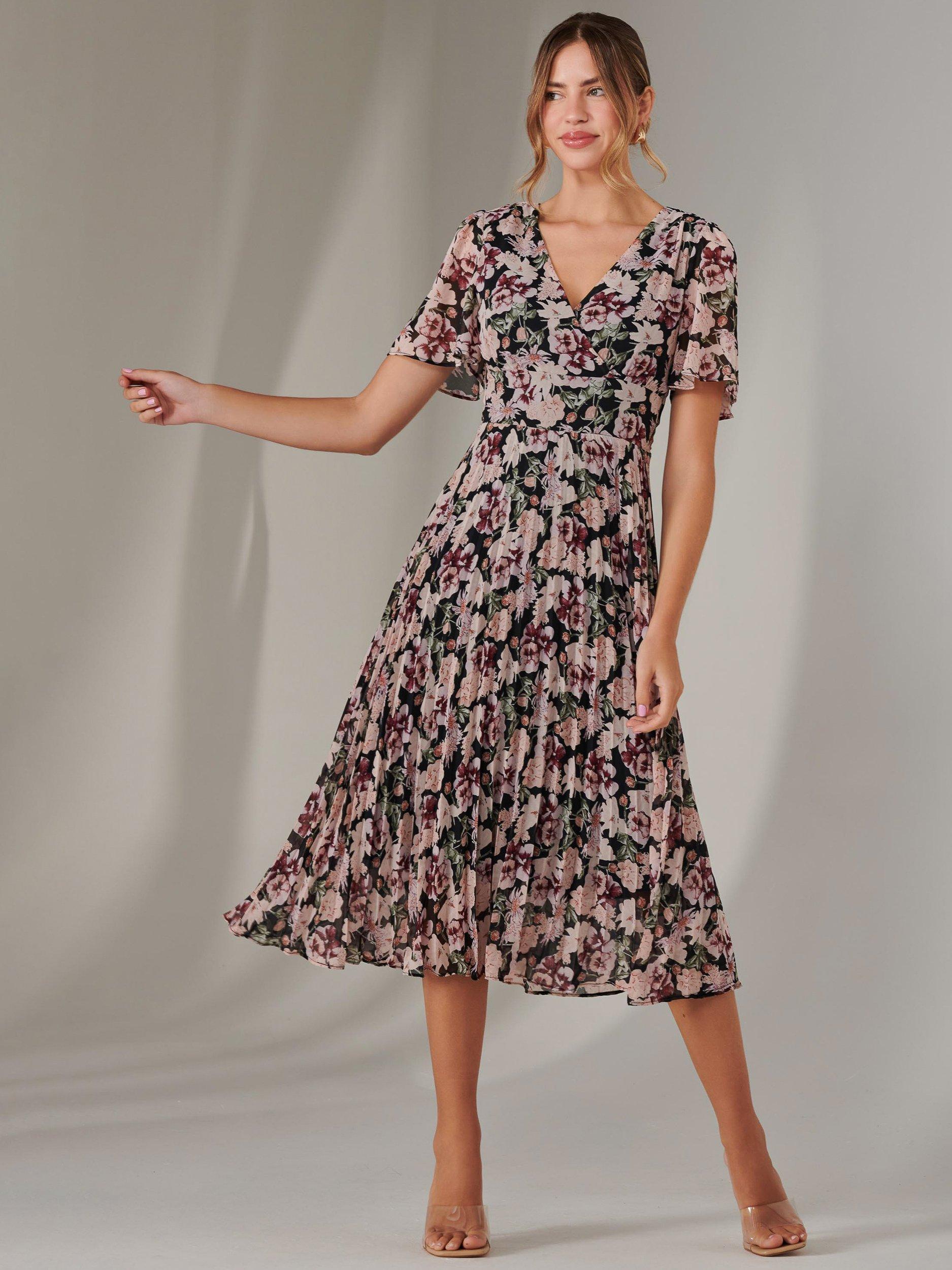 Product image 4 of 7, which shows Jolie Moi Floral Wrap Midaxi Dress, Black, 8