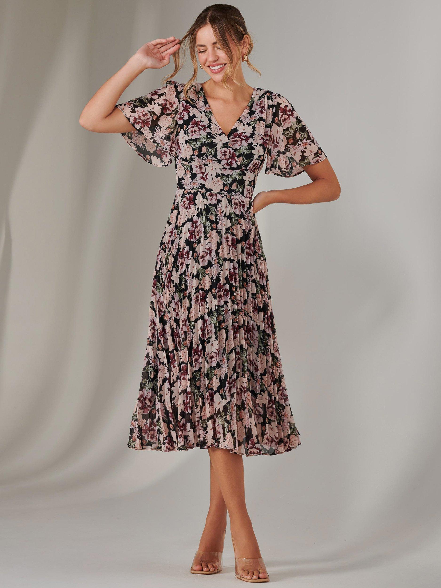 Product image 5 of 7, which shows Jolie Moi Floral Wrap Midaxi Dress, Black, 8