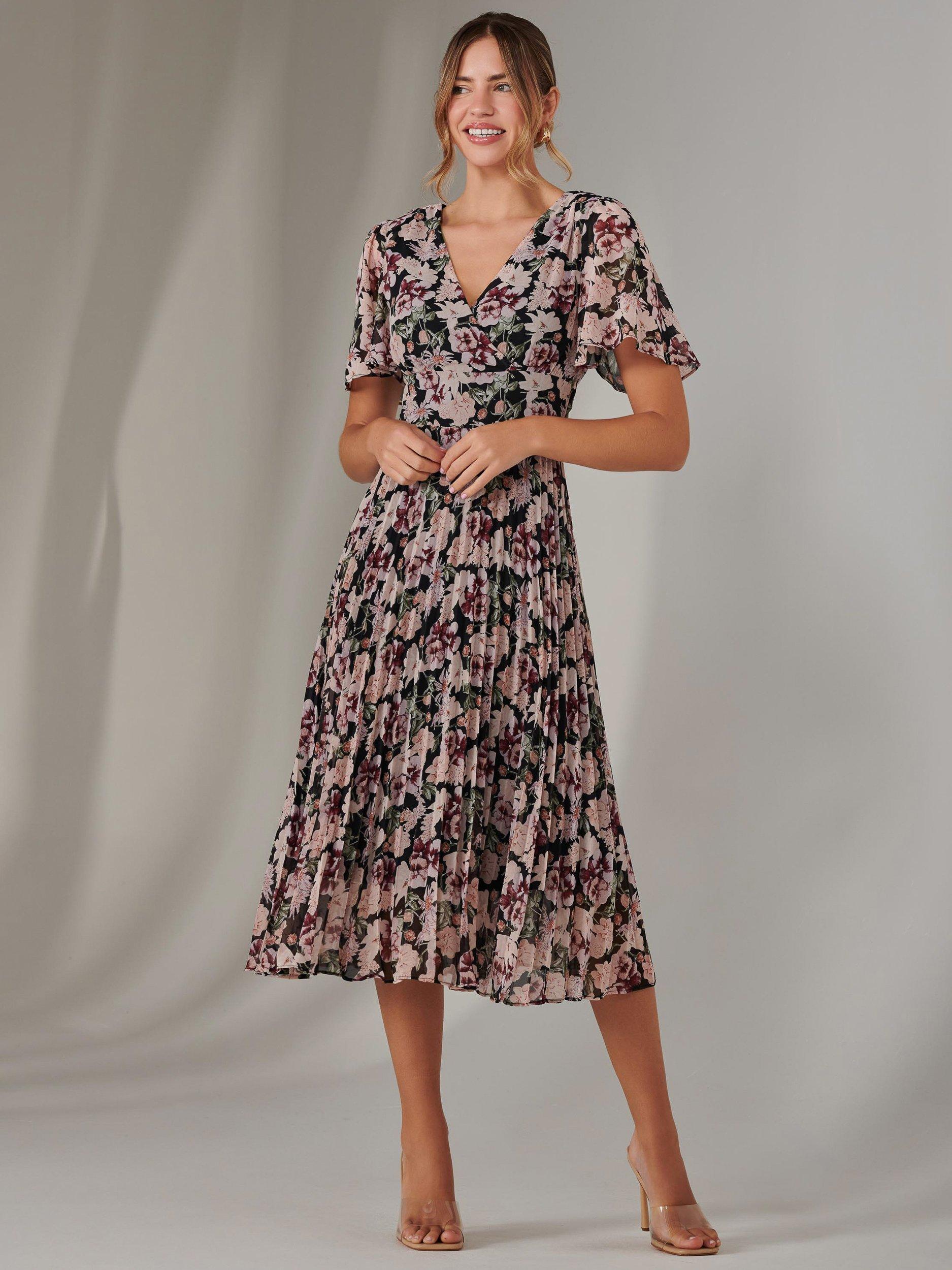 Product image 6 of 7, which shows Jolie Moi Floral Wrap Midaxi Dress, Black, 8