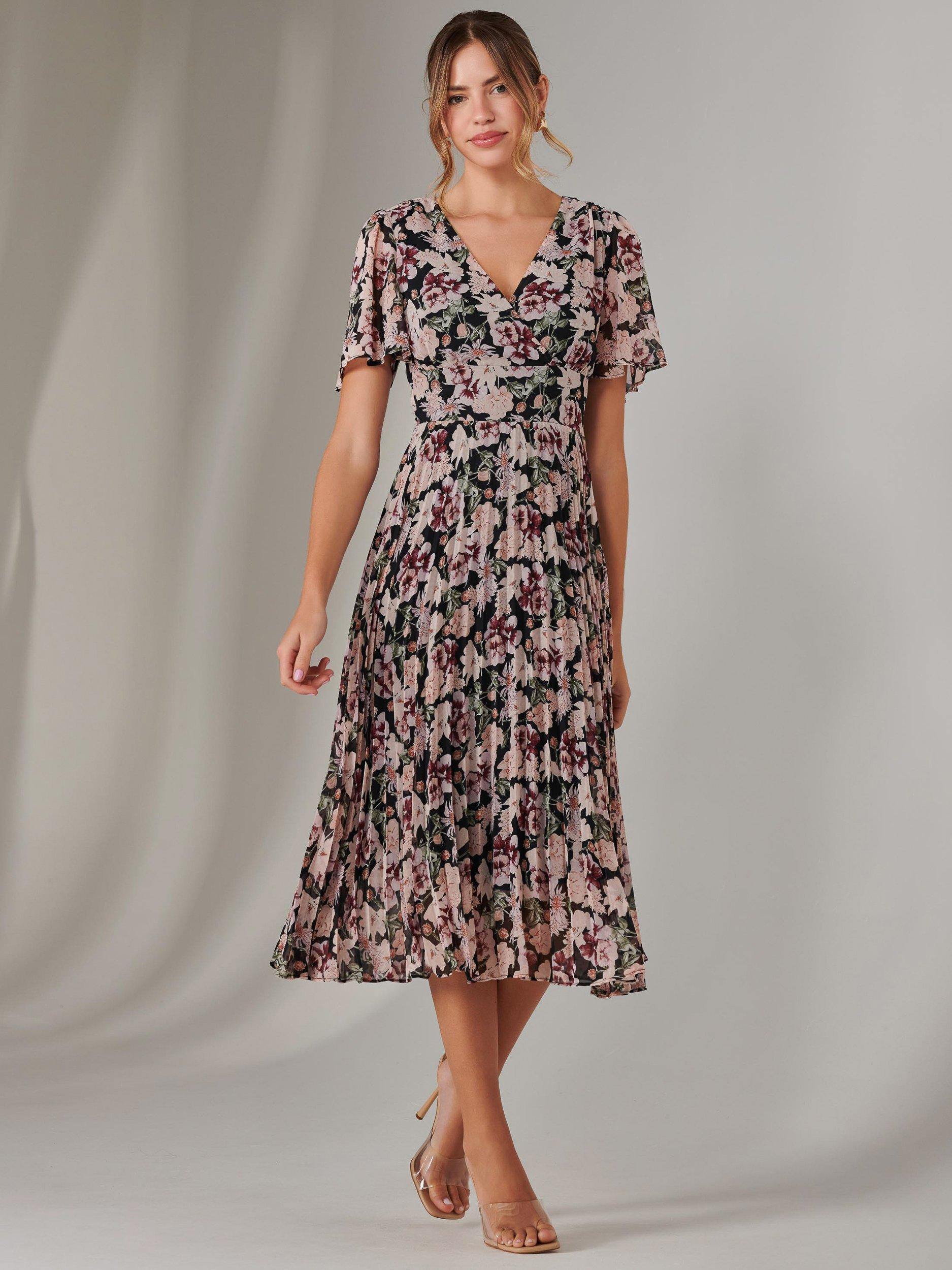 Product image 7 of 7, which shows Jolie Moi Floral Wrap Midaxi Dress, Black, 8
