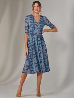Jolie Moi Mesh Wrap Midi Dress, Blue, Blue