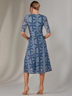 Jolie Moi Mesh Wrap Midi Dress, Blue - view 2, Blue