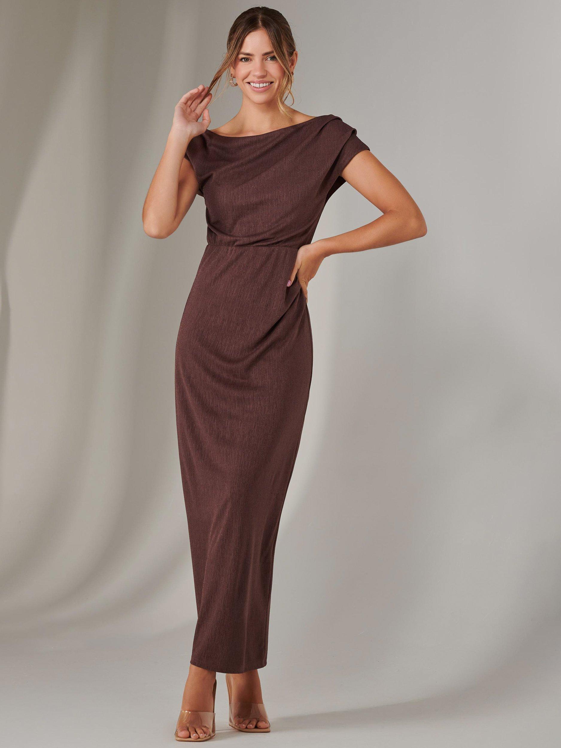 Product image 1 of 7, which shows Jolie Moi Bodycon Maxi Dress, Brown, 8
