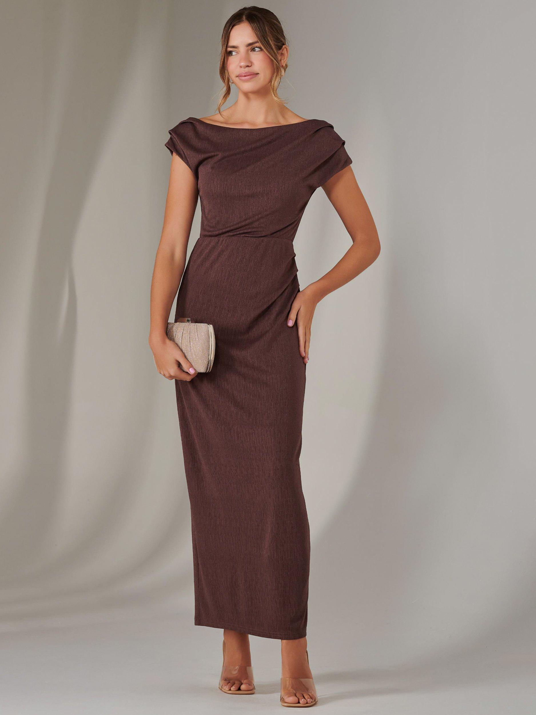 Product image 5 of 7, which shows Jolie Moi Bodycon Maxi Dress, Brown, 8