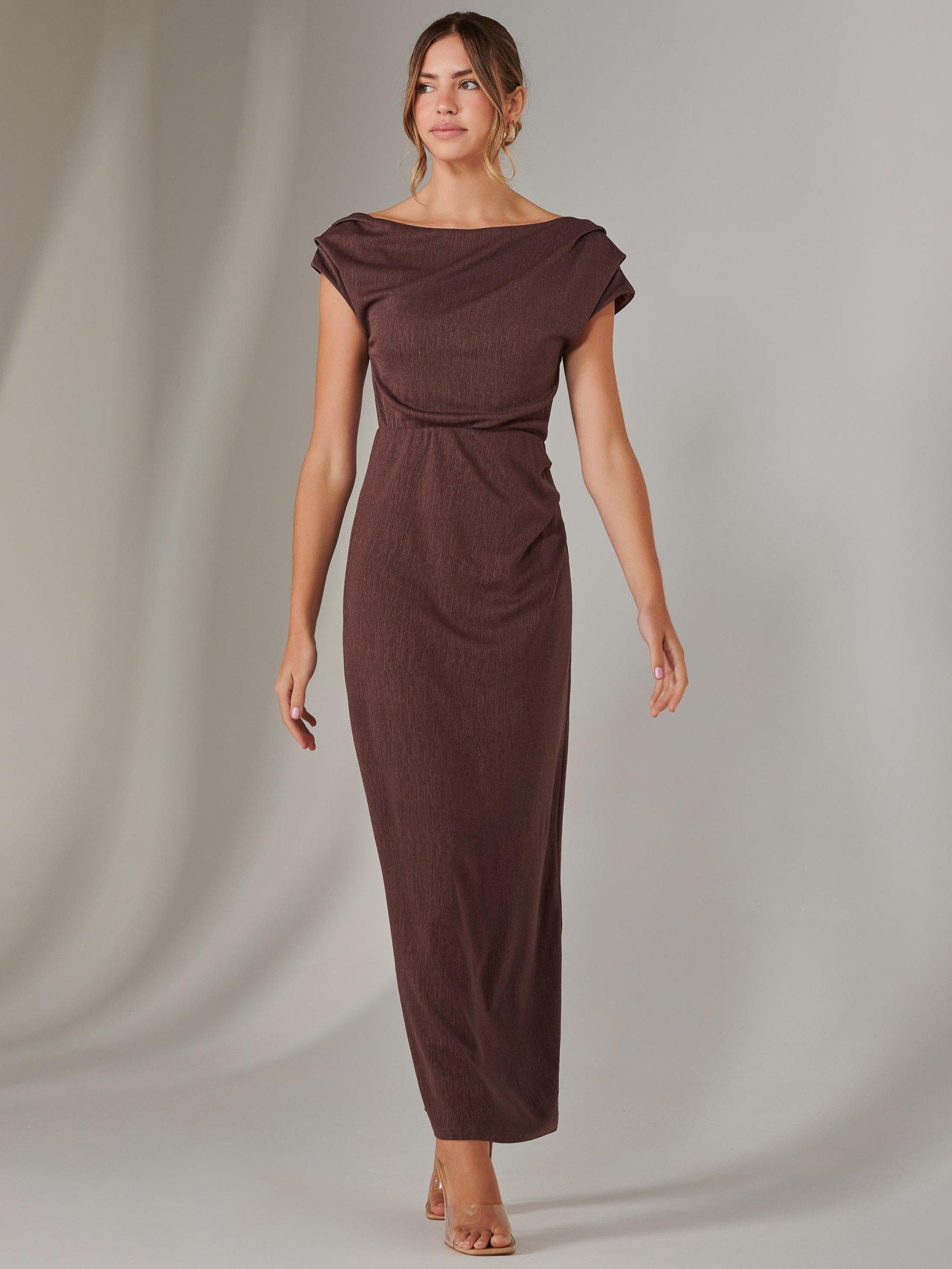 Product image 6 of 7, which shows Jolie Moi Bodycon Maxi Dress, Brown, 8