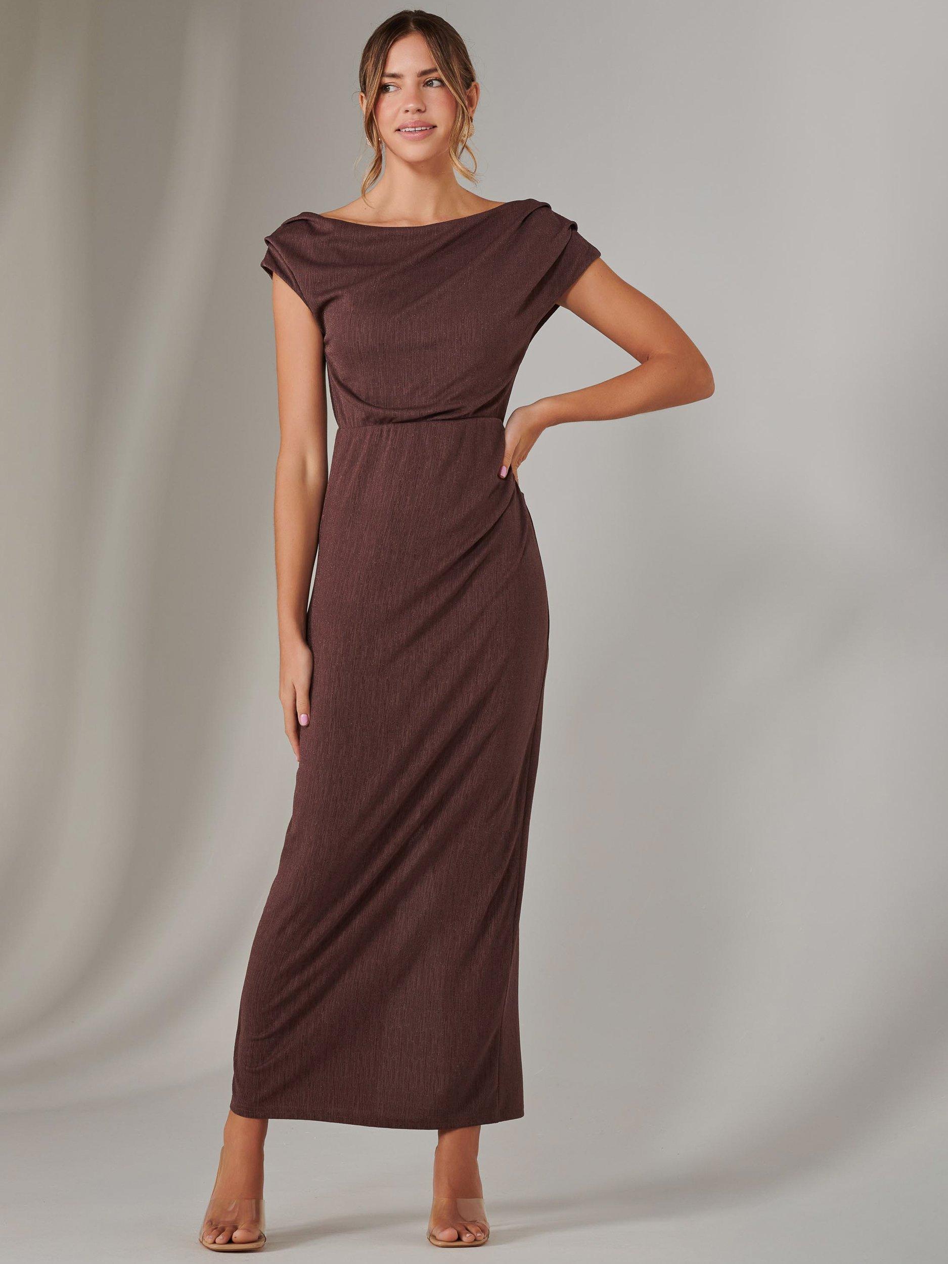 Product image 7 of 7, which shows Jolie Moi Bodycon Maxi Dress, Brown, 8