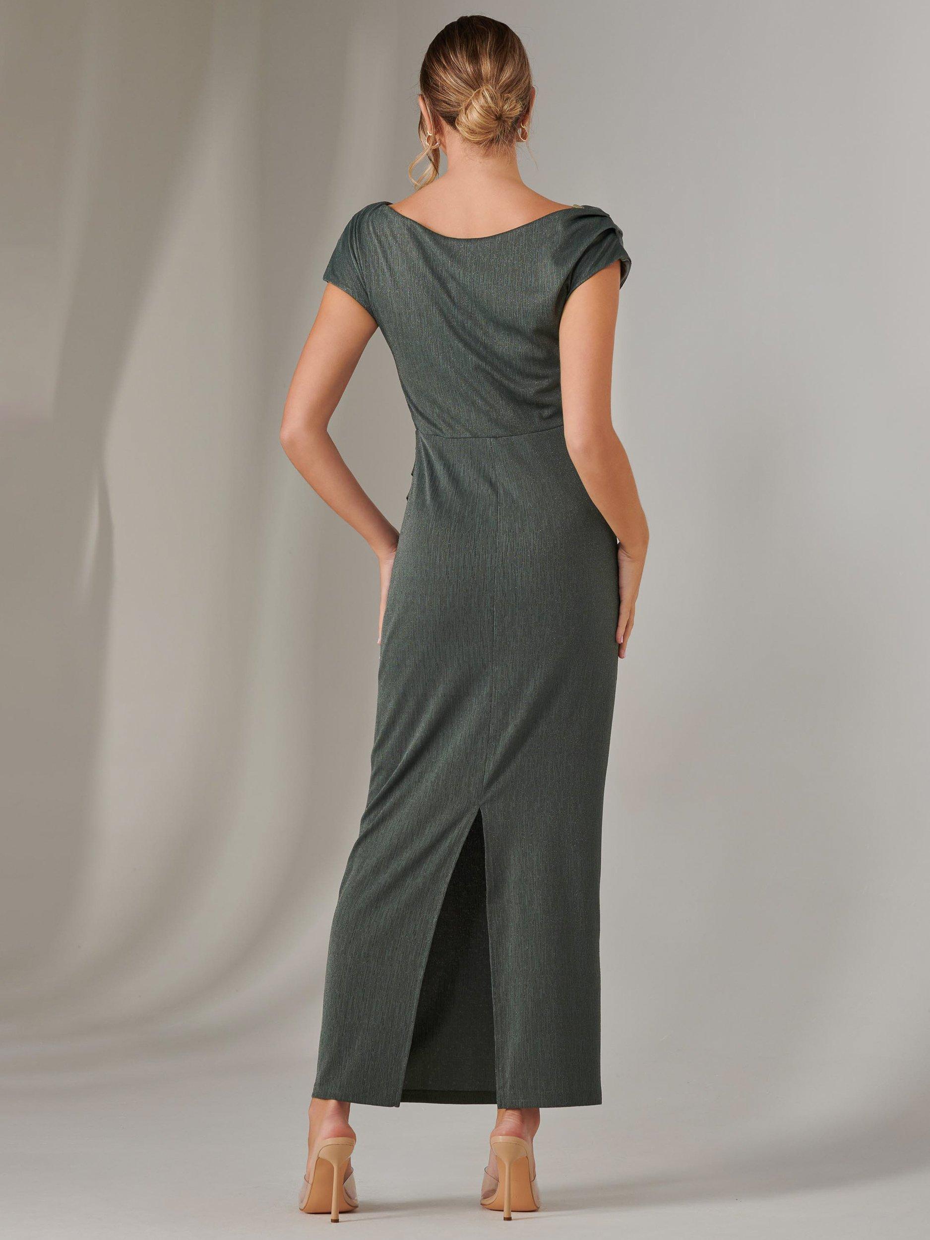 Product image 2 of 7, which shows Jolie Moi Off Shoulder Bodycon Dress, Khaki, 8