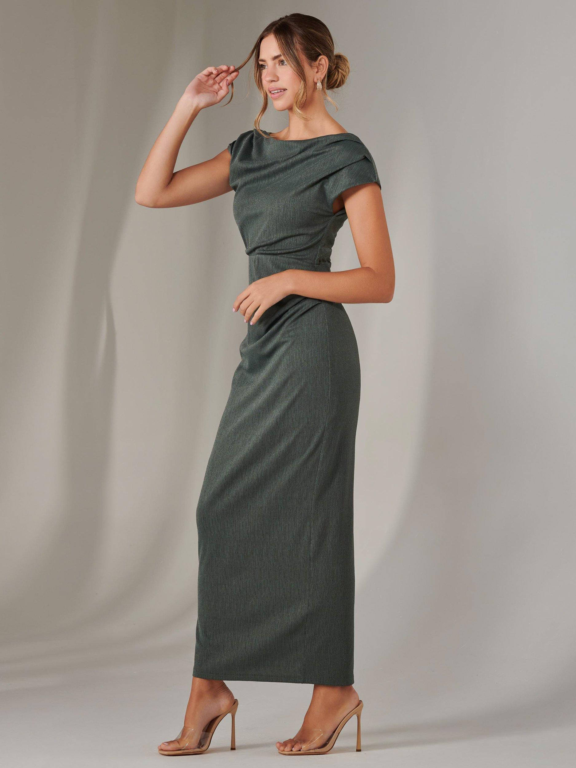 Product image 4 of 7, which shows Jolie Moi Off Shoulder Bodycon Dress, Khaki, 8