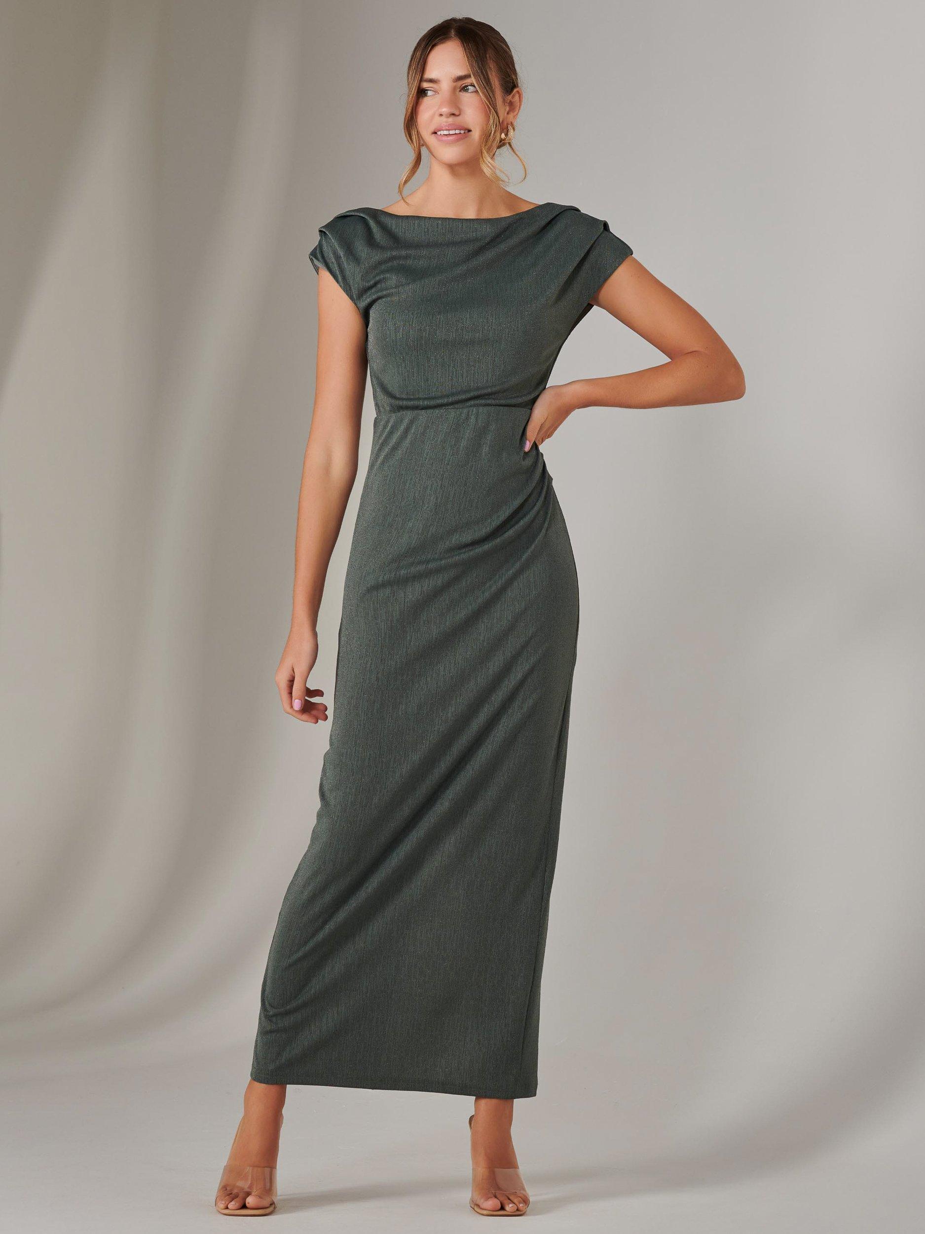 Product image 6 of 7, which shows Jolie Moi Off Shoulder Bodycon Dress, Khaki, 8