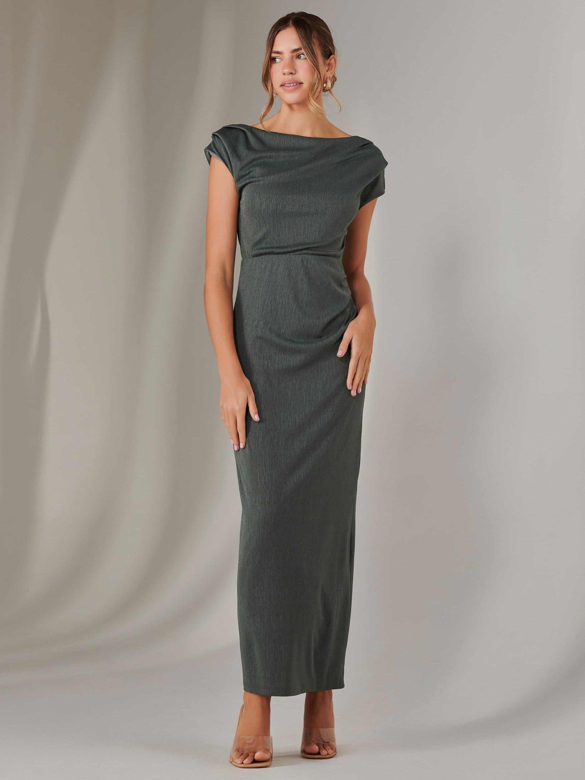 Product image 7 of 7, which shows Jolie Moi Off Shoulder Bodycon Dress, Khaki, 8
