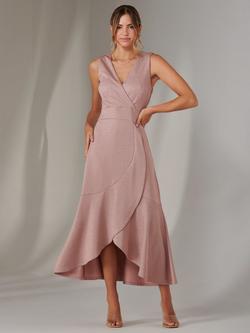 Jolie Moi Sparkle Frill Hem Maxi Dress, Dusty Pink, Dusty Pink