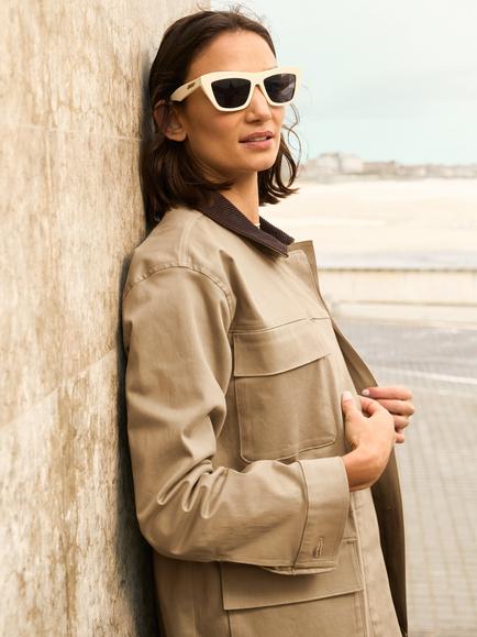 Baukjen Bridie Organic Cotton Rich Field Jacket, Sand - view 2, Sand