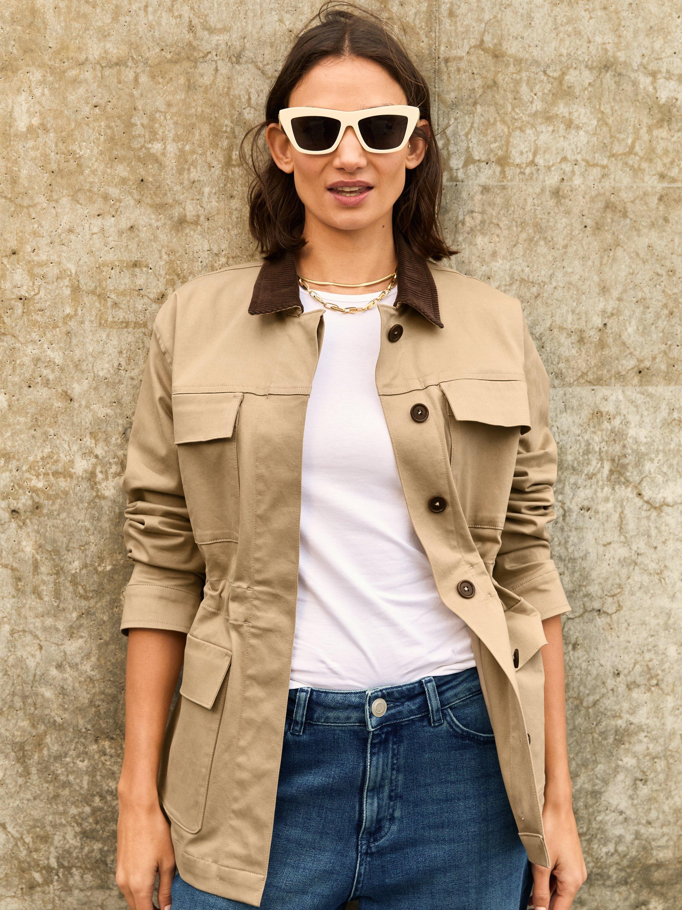 Product image 3 of 6, which shows Baukjen Bridie Organic Cotton Rich Field Jacket, Sand, 10