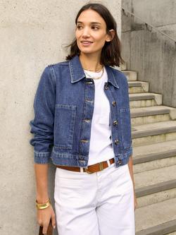 Baukjen Kristi Pure Organic Cotton Denim Jacket, Mid Indigo Wash, Mid Indigo Wash