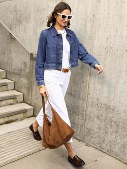 Baukjen Kristi Pure Organic Cotton Denim Jacket, Mid Indigo Wash - view 2, Mid Indigo Wash